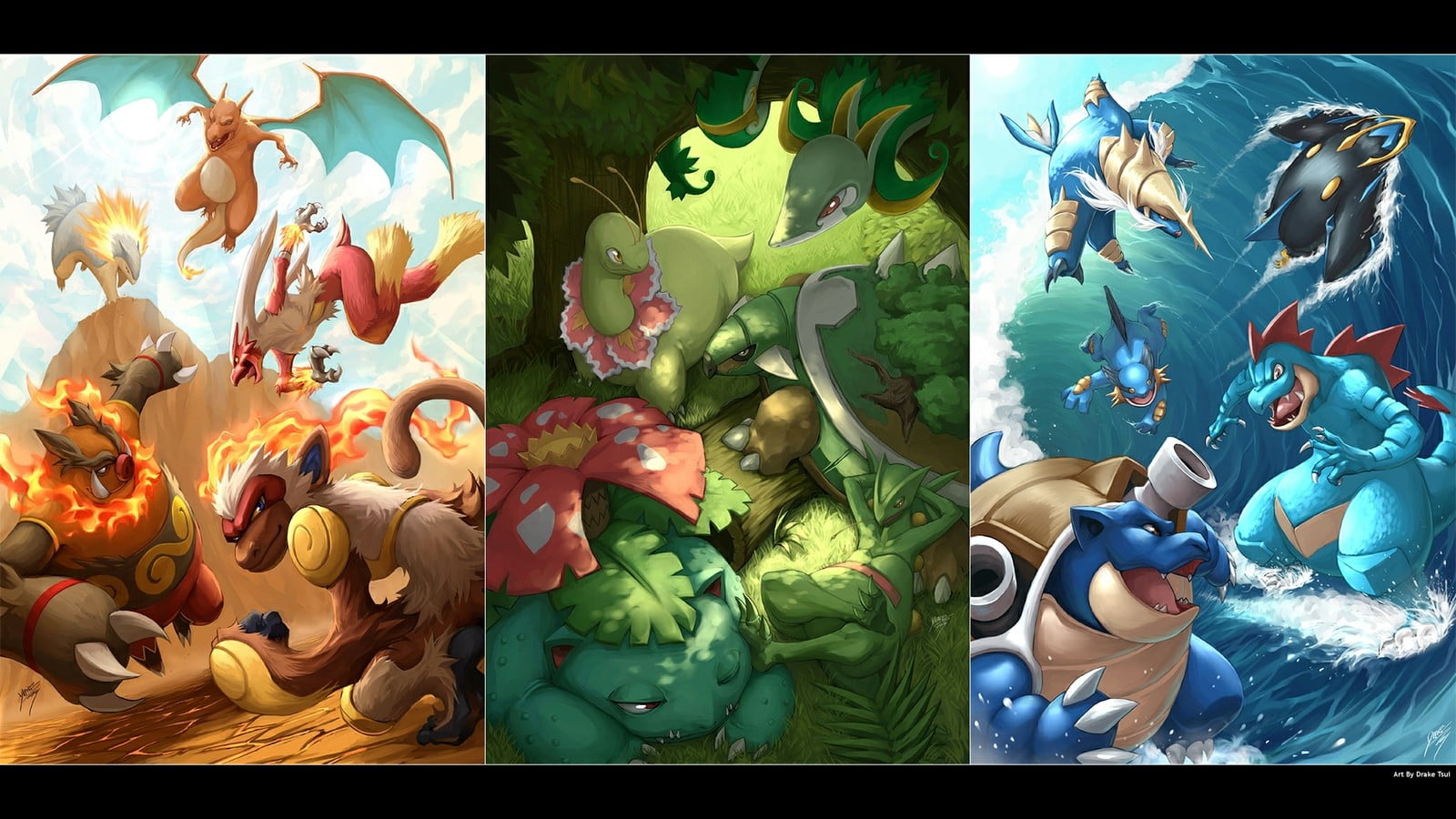 assorted Pokemon illustrations collage