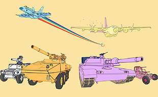 two battle tanks illustrations, military, colorful, My Little Pony