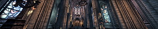 gray cathedral interior photo, The Elder Scrolls Online, quadruple monitors, church, cathedral