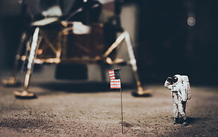 US flag, macro, astronaut, American flag, depth of field