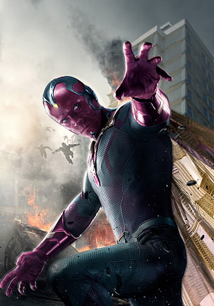Marvel Vision digital wallpaper, Avengers: Age of Ultron, The Avengers, Paul Bettany, The Vision