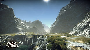 green mountain, War Thunder, video games, bridge, river HD wallpaper
