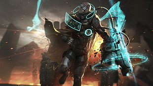 video game digital wallpaper, artwork, futuristic armor