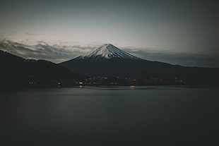 Mount Fuji, Japan, nature, snow, water, trees