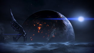black and red planet digital wallpaper, Mass Effect, Reapers