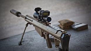 black assault rifle with tactical scope, gun, Barrett M82, Barrett .50 Cal, Barrett M82 A1