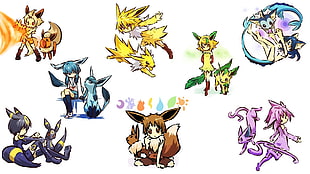 Pokemon character illustration, Pokémon, Eeveelutions, Joltion, Umbrion
