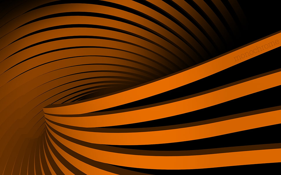 orange and black illusion 3D artwork HD wallpaper