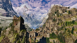 castle digital wallpaper, The Witcher 3: Wild Hunt, Kaer Morhen, video games