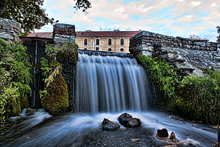 time lapse photo of waterfalls, agia varvara HD wallpaper