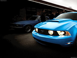 blue Ford Mustang, muscle cars, Ford Mustang HD wallpaper