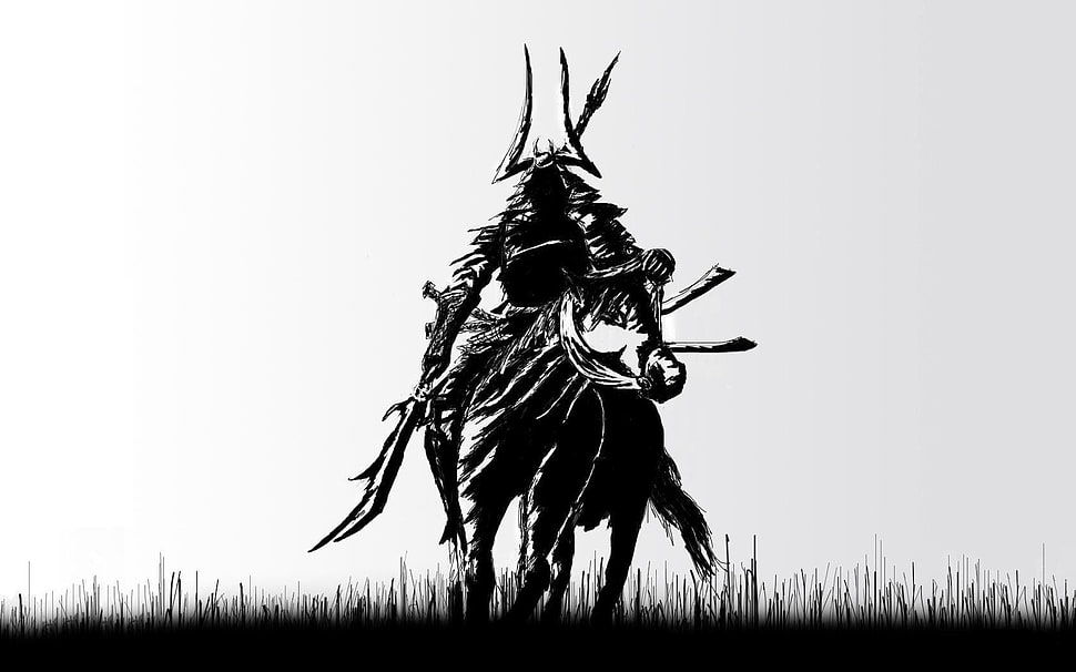 warrior illustration, samurai HD wallpaper