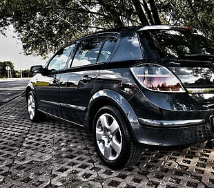 black 5-door hatchback, Opel Astra H III , Opel, car, vehicle