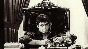 grayscale photography of man collared shirt, Al Pacino, movies, Scarface, actor