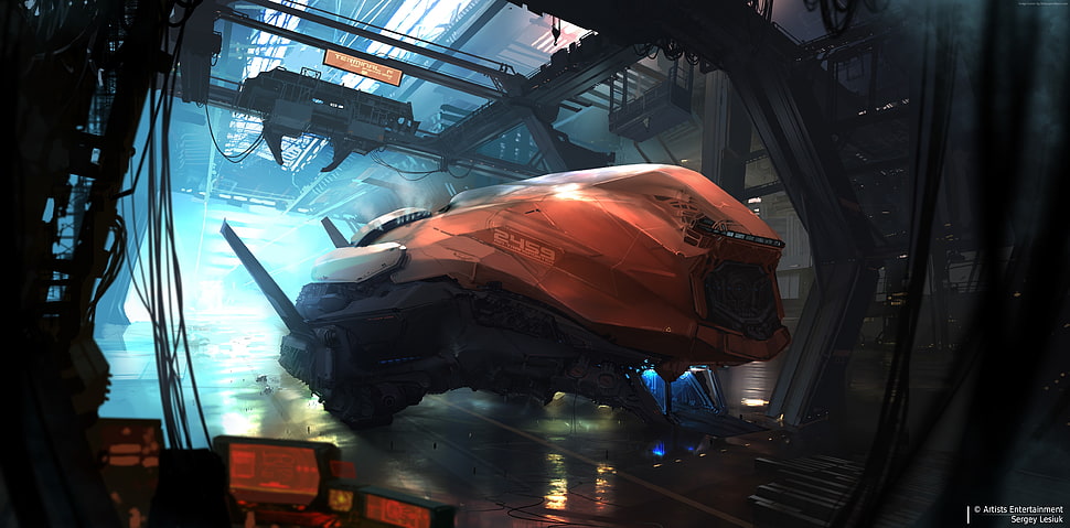 black and orange vehicle HD wallpaper