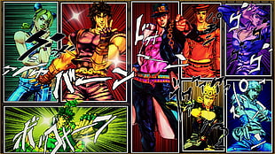anime wallpaper, JoJo's Bizarre Adventure, Jotaro Kujo, Jonathan Joestar, Joseph Joestar HD wallpaper
