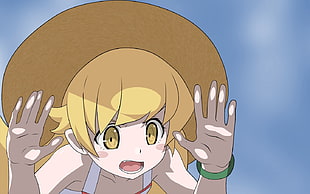 Bakemonogatari yellow-haired female anime character, Monogatari Series, Oshino Shinobu, anime vectors, blonde