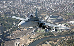 gray fighter plane