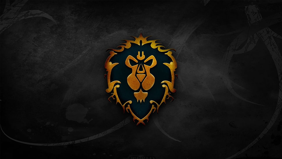 brown and black lion logo, World of Warcraft, Alliance, logo, video games HD wallpaper