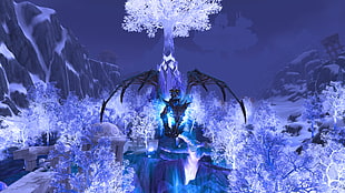 black winged creature wallpaper, blue, World of Warcraft, Blizzard Entertainment, video games HD wallpaper