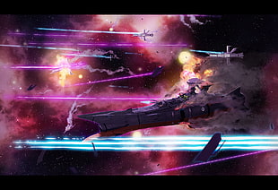 space galaxy war wallpaper, space, battle, battleships, Space Battleship Yamato HD wallpaper
