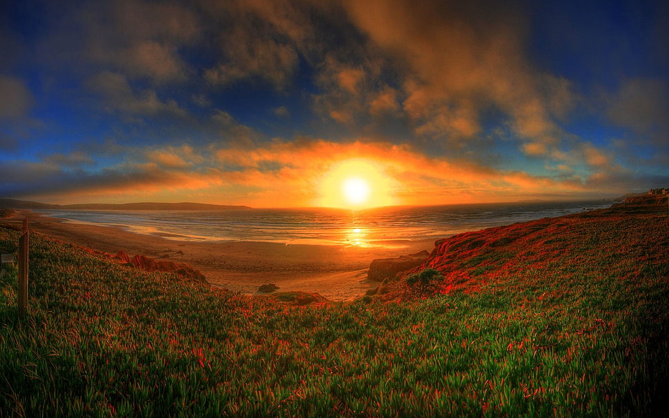 Sunset over the horizon HD wallpaper
