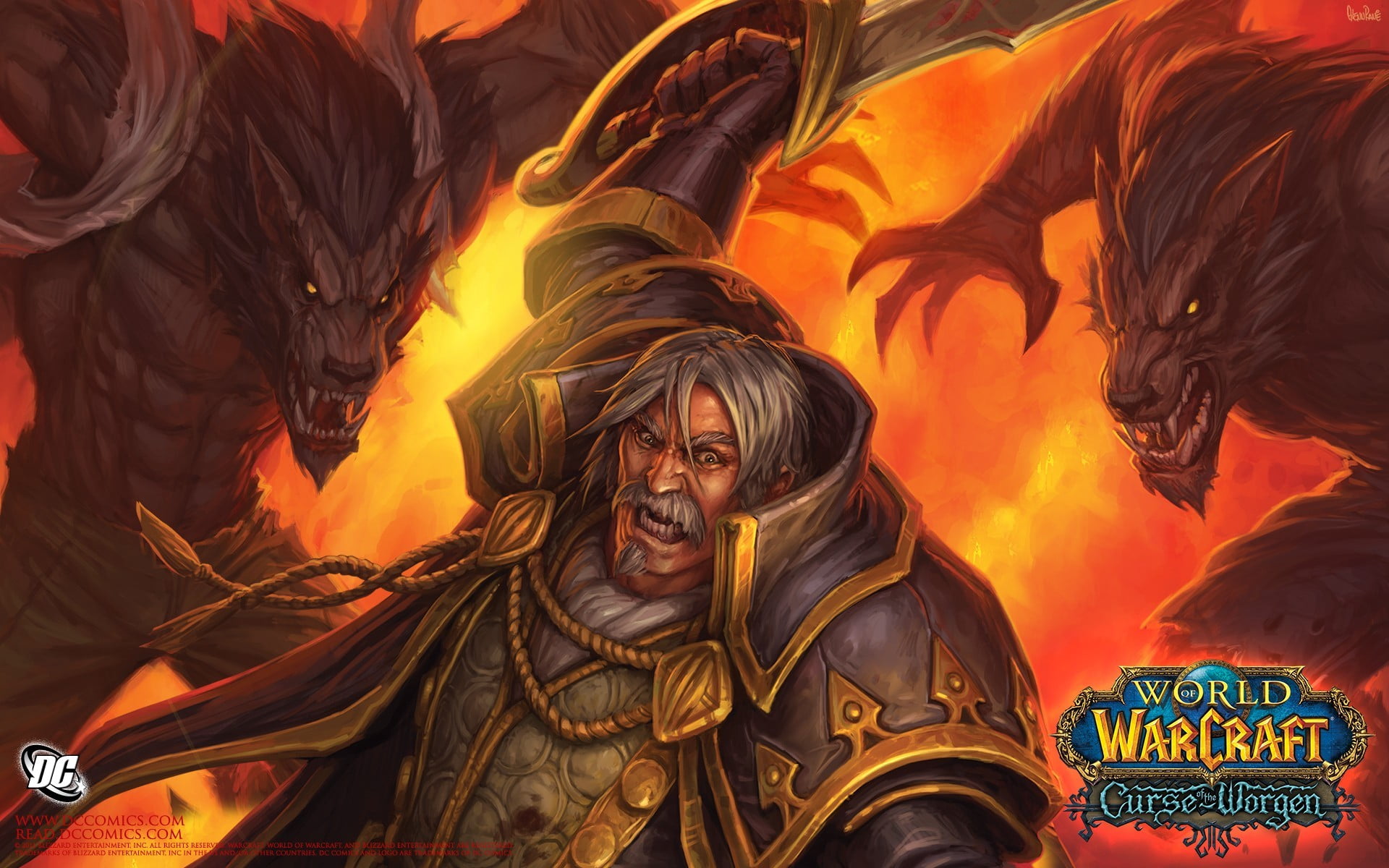 Warcraft Curse Worgen digital wallpaper