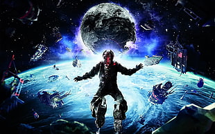 man floating on space surrounded destroyed spaceship digital wallpaper, video games, Dead Space, space, Dead Space 3