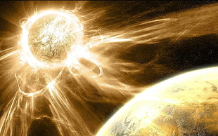 game application digital wallpaper, planet