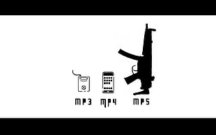 MP3, MP4, and MP5 texts, quote, technology, Heckler & Koch, minimalism
