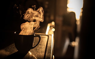 silhouette of mug with smoke HD wallpaper