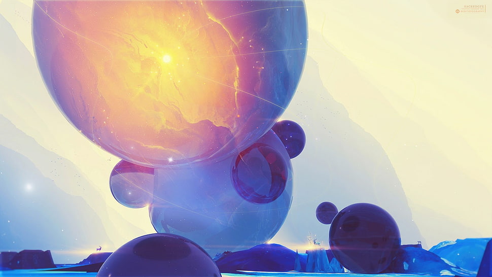 planet wallpaper, Desktopography, abstract, artwork, sphere HD wallpaper