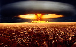 atomic bomb explosion, explosion, nuclear, atomic bomb, apocalyptic HD wallpaper