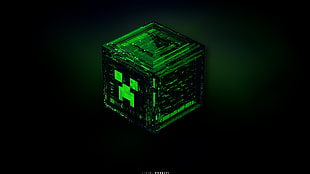 black Minecraft toy, Minecraft, creeper, green, ore