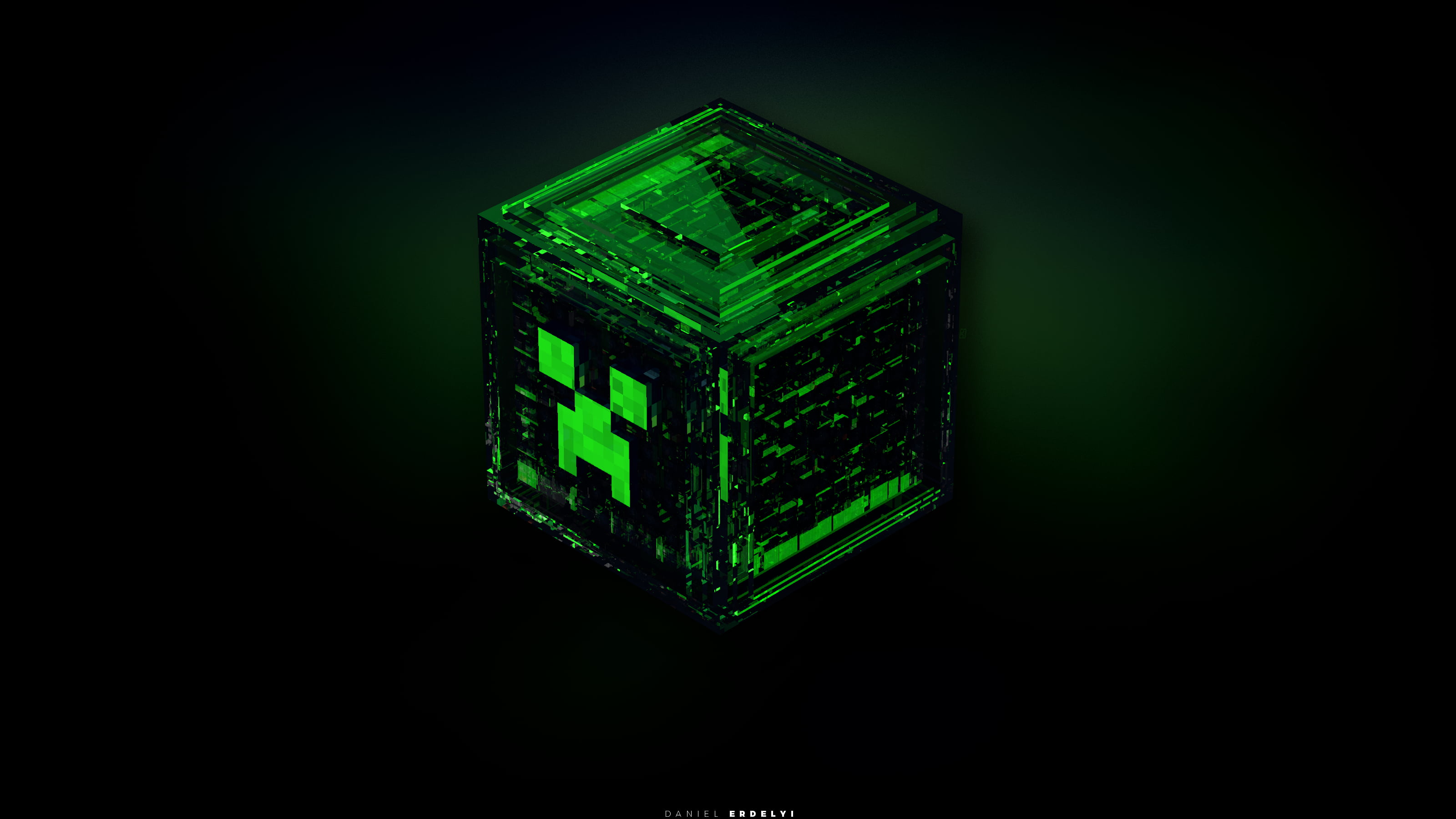 black Minecraft toy, Minecraft, creeper, green, ore