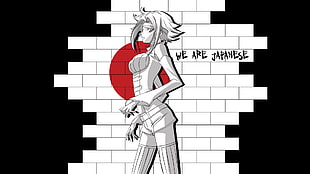 female anime character with we are Japanese written in background poster, anime, Code Geass, Kallen Stadtfeld, bricks