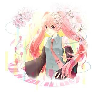 pink haired female in anime character illustration