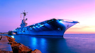 gray ship, USS Lexington, warship, aircraft carrier, military HD wallpaper