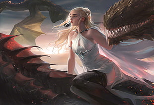 Game of Thrones, Daenerys Targaryen, tv series, fantasy art HD wallpaper