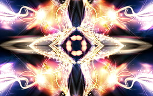 screenshot of orange, white, purple, and yellow lights