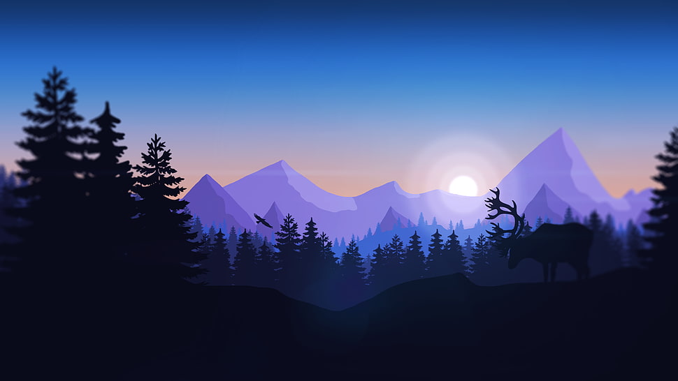 green pine trees near alps HD wallpaper