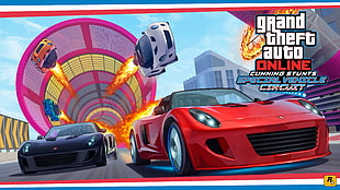 Grand Theft Auto Online wallpaper, Grand Theft Auto V, Grand Theft Auto Online, race cars, stunts HD wallpaper