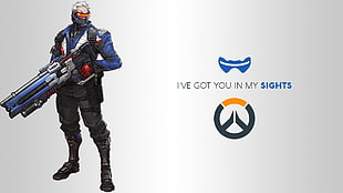 man holding firearm photo, Blizzard Entertainment, Overwatch, video games, logo HD wallpaper