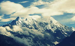 mountain covering with snow, Gosaikunda, Nepal, Himalayas, mountains