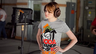 Emma Stone, Emma Stone, Star Wars, Yoda, Leia Organa HD wallpaper