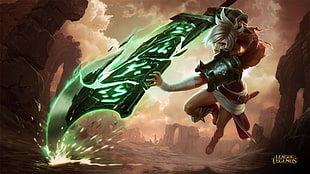 League of Legends character holding green sword, League of Legends, Riven