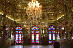 glass uplight chandelier, Iran, Tehran, city, palace HD wallpaper