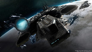black spaceship, Stargate, Daedalus-class, space battle, space HD wallpaper