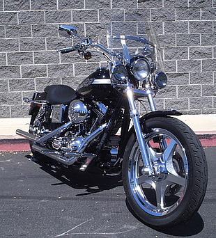 black cruiser motorcycle, Dyna low rider, Harley-Davidson, chrome HD wallpaper
