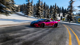 pink sports coupe, The Crew Wild Run, Lamborghini Gallardo Superleggera LP570, drift, video games HD wallpaper